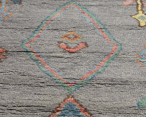 13 Feet Moroccan Gray Hand Woven Wool Runner Rug